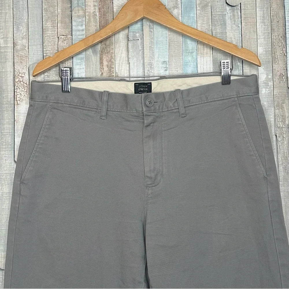 J Crew 33 Gray Stretch Chino Twill 770 Khaki‎ Pant Trouser Straight Fit Leg
